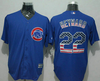 Men's Chicago Cubs #22 Jason Heyward USA Flag Fashion Blue New Cool Base Jersey