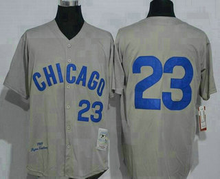 Men's Chicago Cubs #23 Ryne Sandberg 1969 Gray Stitched MLB Throwback Jersey By Mitchell & Ness