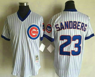 Men's Chicago Cubs #23 Ryne Sandberg 1988 White Pullover Stitched MLB Throwback Jersey By Mitchell & Ness