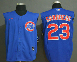 Men's Chicago Cubs #23 Ryne Sandberg Blue 2020 Cool and Refreshing Sleeveless Fan Stitched MLB Nike Jersey