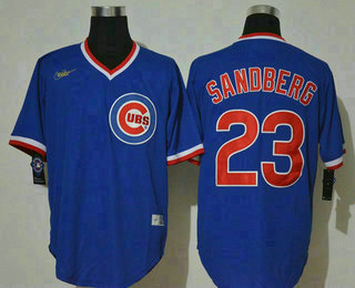 Men's Chicago Cubs #23 Ryne Sandberg Blue Pullover Cooperstown Collection Stitched MLB Nike Jersey