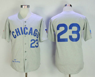 Men's Chicago Cubs #23 Ryne Sandberg Hemp Gray 1969 Throwback Cooperstown Collection Stitched MLB Mitchell & Ness Jersey