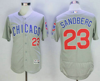 Men's Chicago Cubs #23 Ryne Sandberg Retired Gray Road 2016 Flexbase Majestic Baseball Jersey