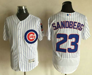 Men's Chicago Cubs #23 Ryne Sandberg Retired White 2016 Flexbase Majestic Baseball Jersey