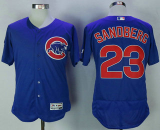 Men's Chicago Cubs #23 Ryne Sandberg Royal Blue Stitched MLB 2016 Majestic Flex Base Jersey