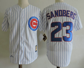 Men's Chicago Cubs #23 Ryne Sandberg White 1990 Throwback Cooperstown Collection Stitched MLB Mitchell & Ness Jersey