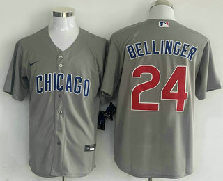 Men's Chicago Cubs #24 Cody Bellinger Grey Cool Base Jersey