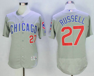 Men's Chicago Cubs #27 Addison Russell Gray Road 2016 Flexbase Majestic Baseball Jersey