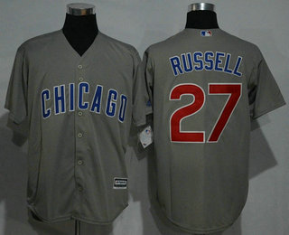 Men's Chicago Cubs #27 Addison Russell Gray Road Stitched MLB Majestic Cool Base Jersey