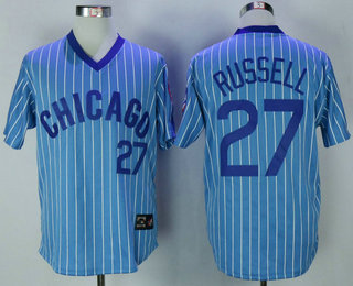 Men's Chicago Cubs #27 Addison Russell Light Blue Pullover 1988 Cooperstown Collection Stitched MLB Jersey By Majestic