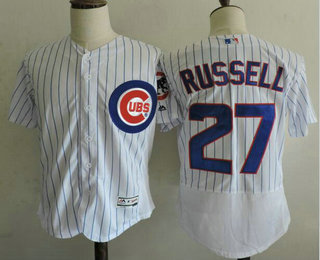 Men's Chicago Cubs #27 Addison Russell White Home 2016 Flexbase Majestic Baseball Jersey