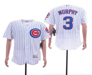 Men's Chicago Cubs #3 Daniel Murphy White Home Stitched MLB Flex Base Jersey