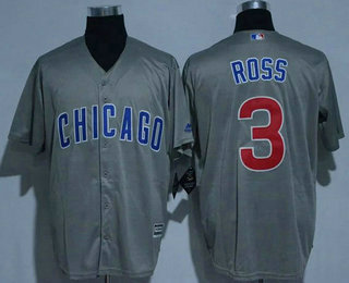 Men's Chicago Cubs #3 David Ross Gray Road Stitched MLB Majestic Cool Base Jersey