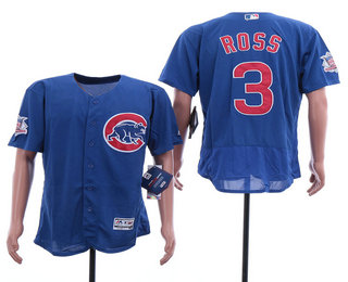 Men's Chicago Cubs #3 David Ross Royal Blue Stitched MLB Flex Base Jersey