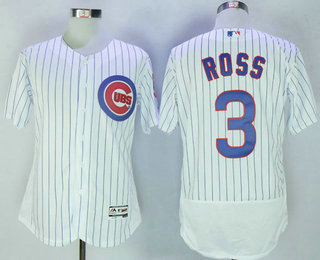 Men's Chicago Cubs #3 David Ross White Home Stitched MLB 2016 Majestic Flex Base Jersey