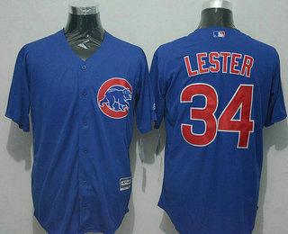 Men's Chicago Cubs #34 Jon Lester Blue New Cool Base Jersey