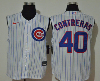 Men's Chicago Cubs #40 Willson Contreras White 2020 Cool and Refreshing Sleeveless Fan Stitched MLB Nike Jersey