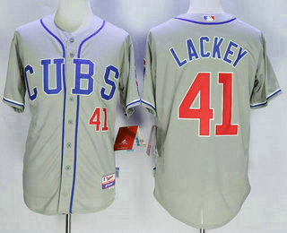 Men's Chicago Cubs #41 John Lackey Alternate Gray CUbS 2015 New Cool Base Jersey