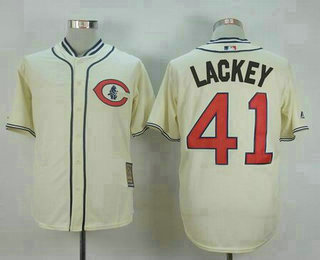 Men's Chicago Cubs #41 John Lackey Cream 1929 Turn Back Stitched Baseball Jersey