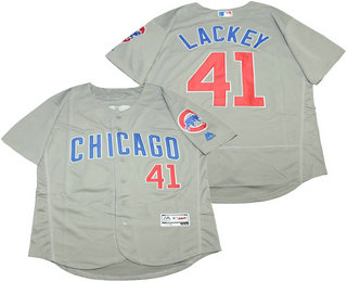 Men's Chicago Cubs #41 John Lackey Gray Road 2016 Flexbase Baseball Jersey