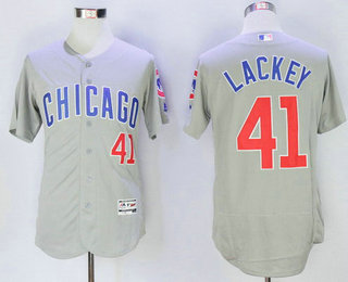 Men's Chicago Cubs #41 John Lackey Gray Road 2016 Flexbase Majestic Baseball Jersey