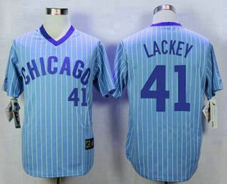 Men's Chicago Cubs #41 John Lackey Light Blue 1988 Turn Back Stitched Baseball Jersey