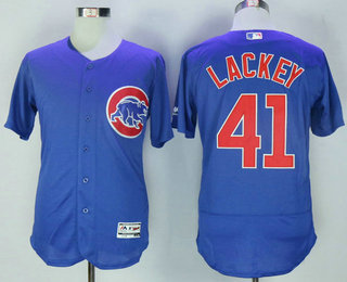 Men's Chicago Cubs #41 John Lackey Roya Blue Stitched MLB 2016 Majestic Flex Base Jersey