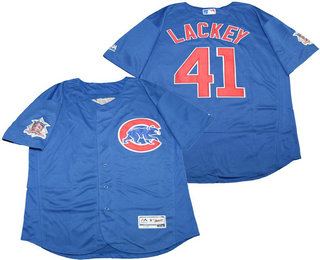 Men's Chicago Cubs #41 John Lackey Royal Blue Flex Base Jersey