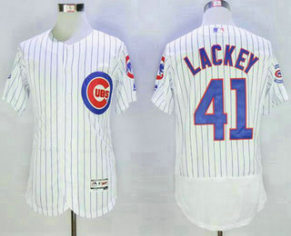 Men's Chicago Cubs #41 John Lackey White Home 2016 Flexbase Majestic Baseball Jersey