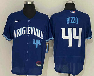 Men's Chicago Cubs #44 Anthony Rizzo Blue 2021 City Connect Stitched MLB Flex Base Nike Jersey