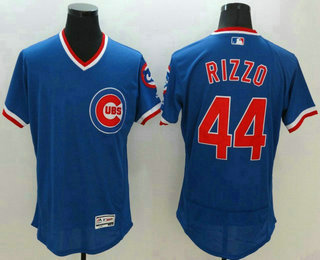 Men's Chicago Cubs #44 Anthony Rizzo Blue Flexbase 2016 MLB Mitchell & Ness Throwback Jersey