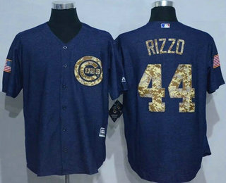 Men's Chicago Cubs #44 Anthony Rizzo Blue Salute to Service Majestic Baseball Jersey