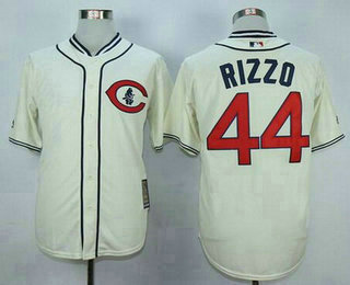 Men's Chicago Cubs #44 Anthony Rizzo Cream 1929 Majestic Cooperstown Collection Throwback Jersey