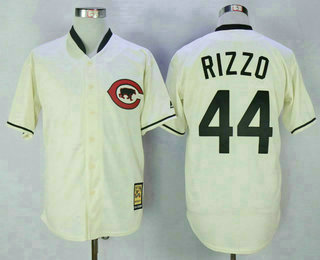 Men's Chicago Cubs #44 Anthony Rizzo Cream Turn Back the Clock Stitched MLB Majestic Cooperstown Collection Jersey