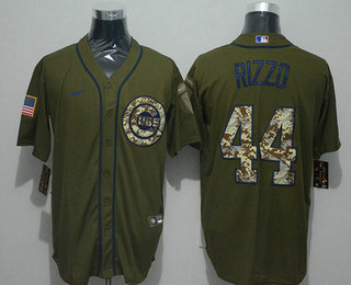 Men's Chicago Cubs #44 Anthony Rizzo Green Salute To Service Stitched MLB Cool Base Nike Jersey