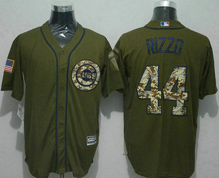 Men's Chicago Cubs #44 Anthony Rizzo Green Salute to Service Jersey