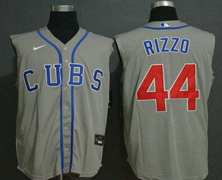 Men's Chicago Cubs #44 Anthony Rizzo Grey 2020 Cool and Refreshing Sleeveless Fan Stitched MLB Nike Jersey