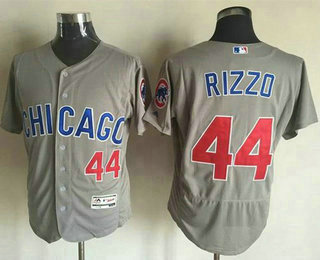 Men's Chicago Cubs #44 Anthony Rizzo Grey Flexbase Authentic Collection Road Jersey