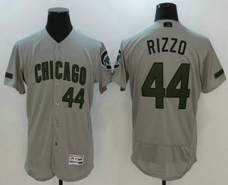 Men's Chicago Cubs #44 Anthony Rizzo Grey Stitched MLB Majestic 2017 Memorial Day Flex Base Jersey