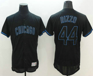 Men's Chicago Cubs #44 Anthony Rizzo Lights Out Black Fashion Stitched MLB 2016 Majestic Flex Base Jersey