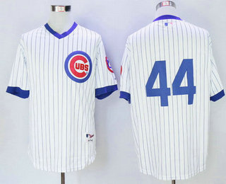 Men's Chicago Cubs #44 Anthony Rizzo No Name White Pullover 1988 Majestic Baseball Jersey