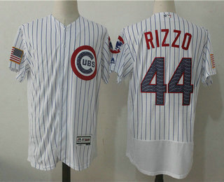 Men's Chicago Cubs #44 Anthony Rizzo White 2017 Stars & Stripes Stitched MLB Majestic Flex Base Jersey