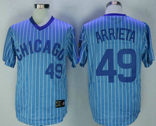 Men's Chicago Cubs #49 Jake Arrieta 1988 Light Blue Cooperstown Collection Jersey By Majestic