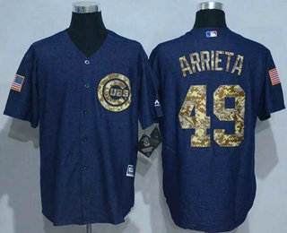 Men's Chicago Cubs #49 Jake Arrieta Blue Salute to Service Majestic Baseball Jersey