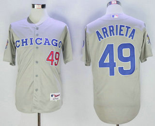 Men's Chicago Cubs #49 Jake Arrieta Gray 1990 All-Star Collection Turn Back The Clock Jersey