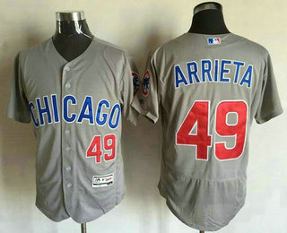 Men's Chicago Cubs #49 Jake Arrieta Grey Flexbase 2016 MLB Player Jersey(Chicago Style)