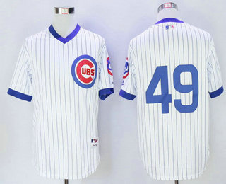 Men's Chicago Cubs #49 Jake Arrieta No Name White Pullover 1988 Majestic Baseball Jersey