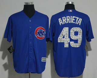 Men's Chicago Cubs #49 Jake Arrieta Royal Blue 2017 Spring Training Stitched MLB Majestic Cool Base Jersey