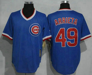 Men's Chicago Cubs #49 Jake Arrieta Royal Blue Majestic Cool Base Cooperstown Collection Jersey