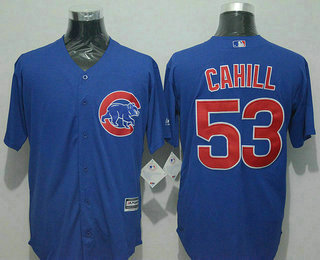 Men's Chicago Cubs #53 Trevor Cahill Blue New Cool Base Jersey